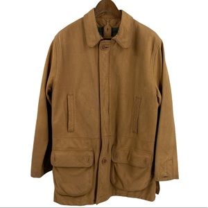 Orvis Mens Leather Jacket Lined Vintage Tan Large